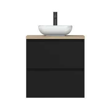 Tiger Karlo Badkamermeubel 60cm Mat Zwart Met Eiken Wasblad En Keramische Waskom 5 Tiger Karlo Badkamermeubel 60cm Mat Zwart Met Eiken Wasblad En Keramische Waskom - Afbeelding 5