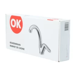 OK Keukenkraan Met Hoog Gebogen Uitloop En Hendel Chroom -Badkamer Winkel 123 8308