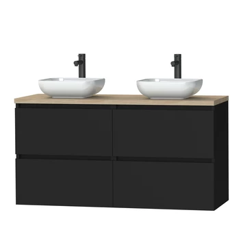 Tiger Karlo Badkamermeubel 120cm Mat Zwart Met Eiken Wasblad En Keramische Waskom 1 Tiger Karlo Badkamermeubel 120cm Mat Zwart Met Eiken Wasblad En Keramische Waskom