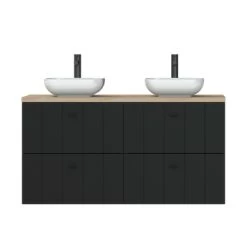 Tiger Maryport Badkamermeubelset 120 Cm Mat Zwart Met Licht Eiken Houten Wasblad, Keramische Opzetkommen En Matzwarte Grepen 14 Tiger Maryport Badkamermeubelset 120 Cm Mat Zwart Met Licht Eiken Houten Wasblad, Keramische Opzetkommen En Matzwarte Grepen -Badkamer Winkel 123 847