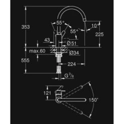 GROHE Keukenkraan Get Met Hendel En Hoge Uitloop Chroom -Badkamer Winkel 123 8472