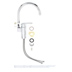 Grohe Keukenkraan Wave Cosmopolitan Met Hendel En C-uitloop Chroom -Badkamer Winkel 123 8535