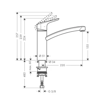 Hansgrohe Keukenkraan Ecos M 1-greeps 2 Hansgrohe Keukenkraan Ecos M 1-greeps - Afbeelding 2