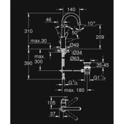 GROHE Wastafelkraan Start Flow L-size Met Hendel En Waste Chroom 7 GROHE Wastafelkraan Start Flow L-size Met Hendel En Waste Chroom -Badkamer Winkel 123 8741