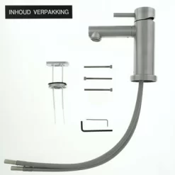 Tiger Wastafelkraan Boston Met Hendel RVS 12 Tiger Wastafelkraan Boston Met Hendel RVS -Badkamer Winkel 123 8752