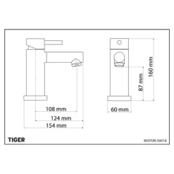 Tiger Wastafelkraan Boston Met Hendel RVS 13 Tiger Wastafelkraan Boston Met Hendel RVS -Badkamer Winkel 123 8753