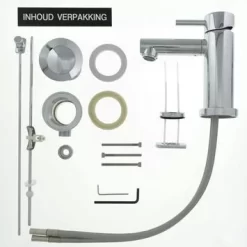 Tiger Wastafelkraan Boston Met Hendel En Waste Chroom -Badkamer Winkel 123 8802