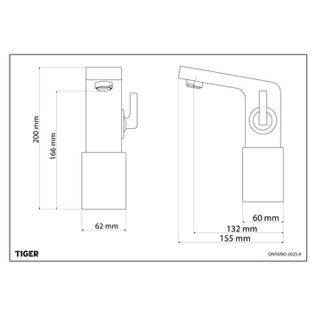 Tiger Wastafelkraan Ontario L Met Hendel Chroom 2 Tiger Wastafelkraan Ontario L Met Hendel Chroom - Afbeelding 2