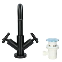 Absolut Wastafelkraan Post 2-knops Zwart 25 Absolut Wastafelkraan Post 2-knops Zwart -Badkamer Winkel 123 8876