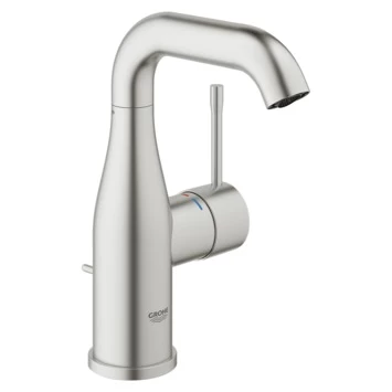 GROHE Wastafelkraan Essence M-size Met Hendel En Waste Supersteel 1 GROHE Wastafelkraan Essence M-size Met Hendel En Waste Supersteel