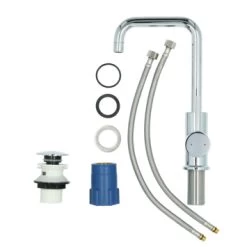 Absolut Wastafelkraan Haiti Met Hendel En Pop-up Afvoerplug Chroom -Badkamer Winkel 123 8953