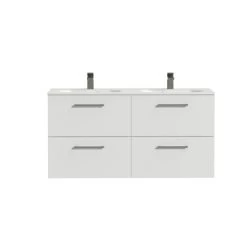 Tiger Badkamermeubel Studio 120cm Hoogglans Wit/matwit Ronde RVS Greep