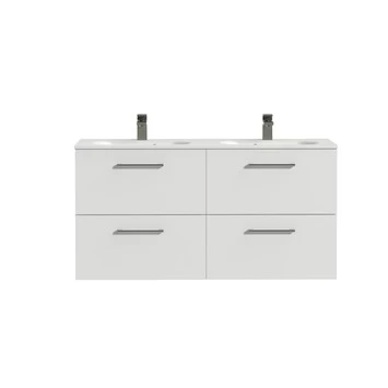 Tiger Badkamermeubel Studio 120cm Hoogglans Wit/matwit Ronde RVS Greep 1 Tiger Badkamermeubel Studio 120cm Hoogglans Wit/matwit Ronde RVS Greep