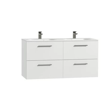 Tiger Badkamermeubel Studio 120cm Hoogglans Wit/matwit Ronde RVS Greep 2 Tiger Badkamermeubel Studio 120cm Hoogglans Wit/matwit Ronde RVS Greep - Afbeelding 2