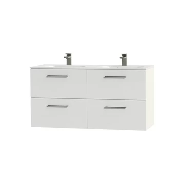 Tiger Badkamermeubel Studio 120cm Hoogglans Wit/matwit Ronde RVS Greep 3 Tiger Badkamermeubel Studio 120cm Hoogglans Wit/matwit Ronde RVS Greep - Afbeelding 3