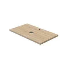 Tiger Maryport Badkamermeubelset 80 Cm Mat Wit Met Licht Eiken Wasblad, Keramische Opzetkom En Matzwarte Grepen -Badkamer Winkel 123 919